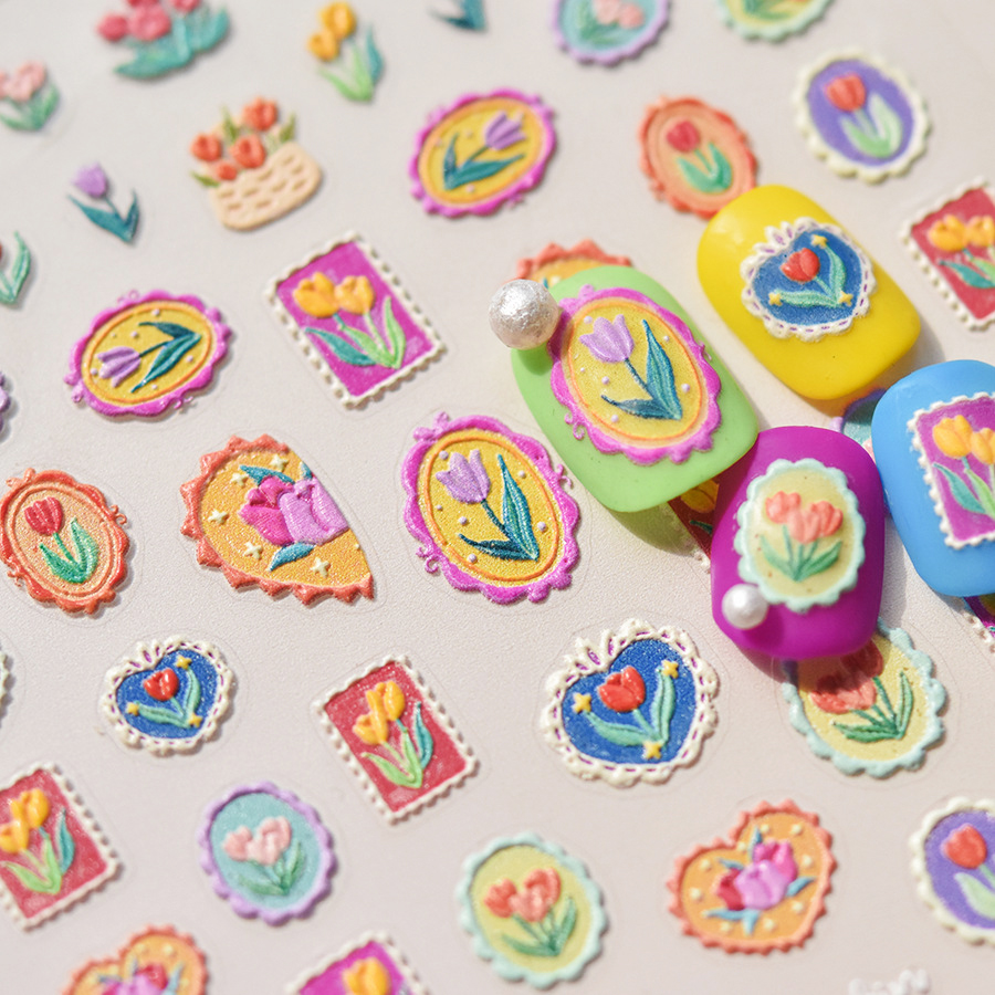 Nail Art Pink Soft - 1 Buah Stiker Seni Kuku Tulip