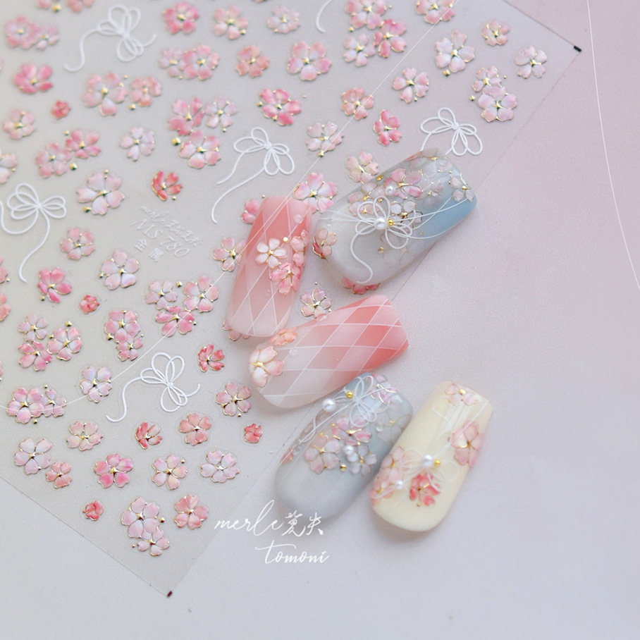 Nail Art Pink Soft - Stiker Seni Kuku 5D Bunga Sakura