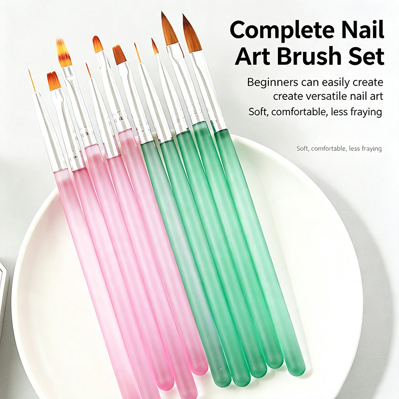 Nail Art Pink Soft - 5Pcs Kuas Seni Kuku Transparan Warna