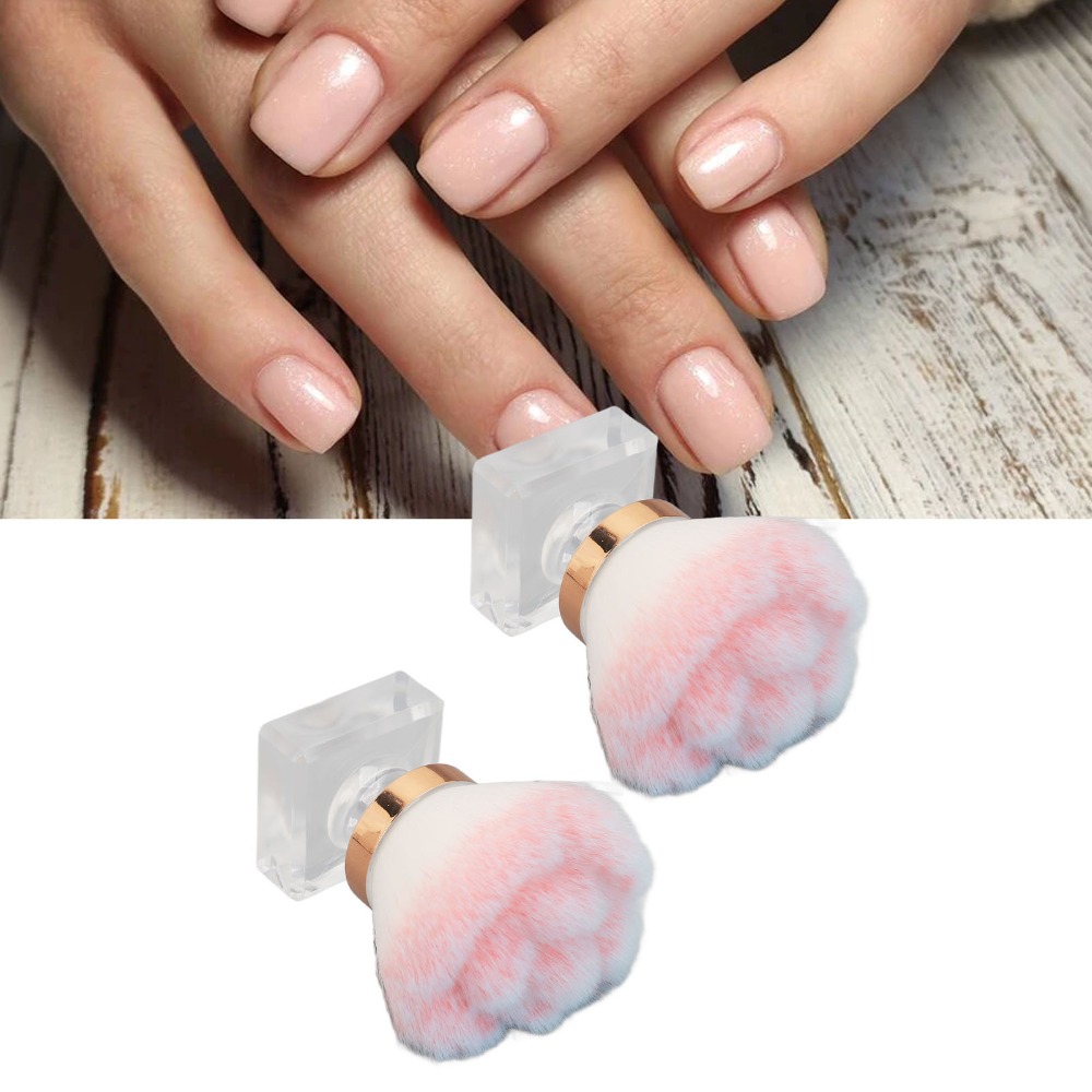 Nail Art Pink Soft - 2pcs Sikat Penghapus Debu Kuku Bulu