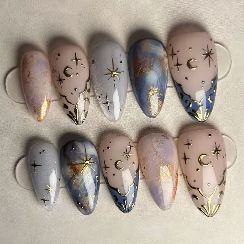 24 Buah Set Kuku Almond Pendek - Nail Art Gliter ulasan dan harga