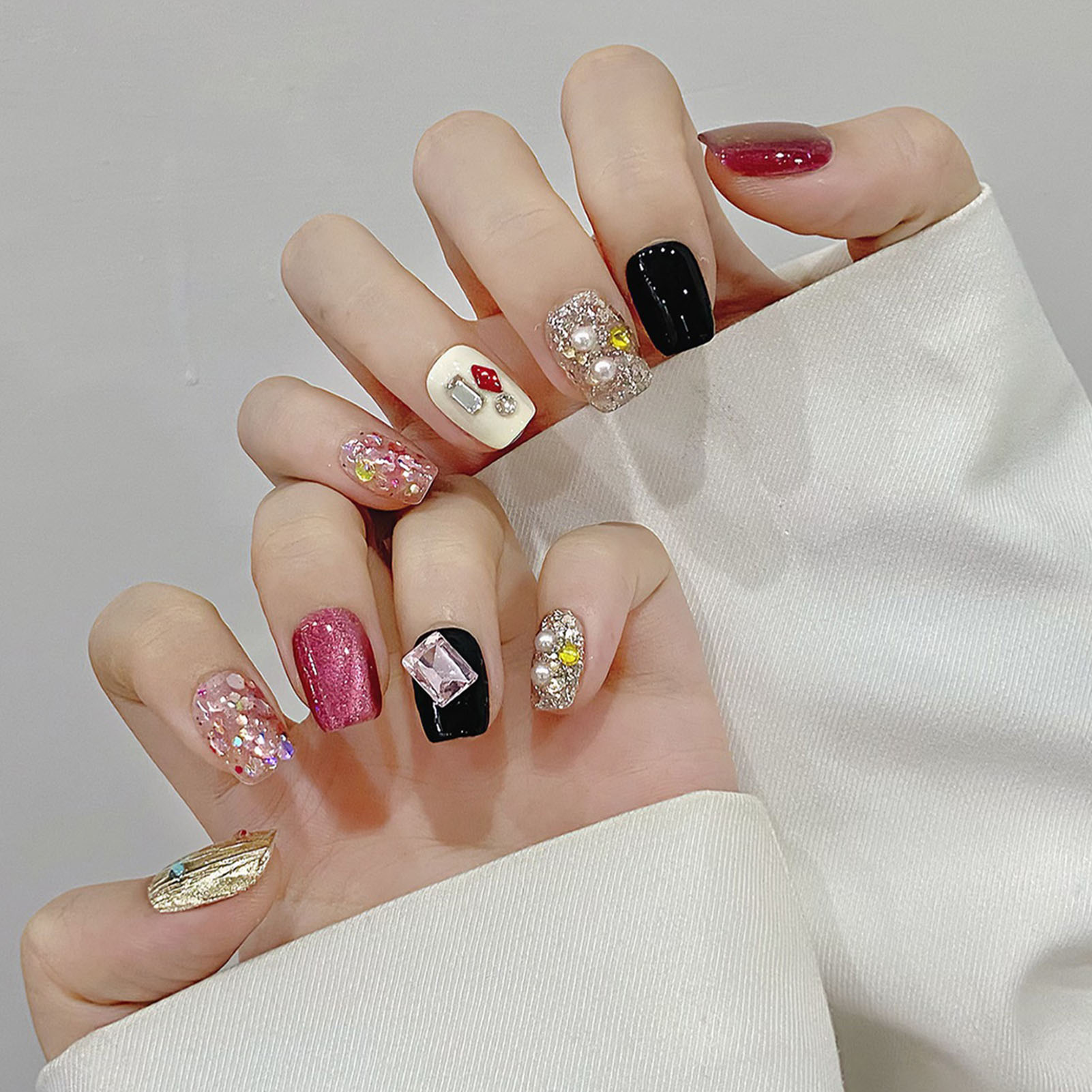 Buatan tangan Tekan pada kuku  - Nail Art Gliter ulasan dan harga