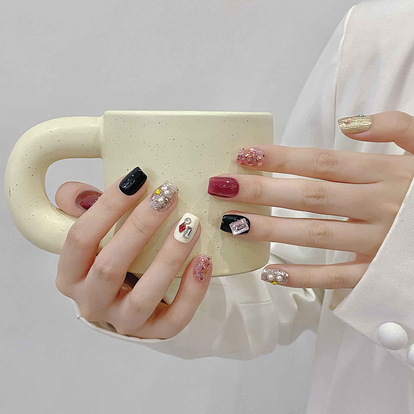 Buatan tangan Tekan pada kuku  - Nail Art Gliter ulasan dan harga