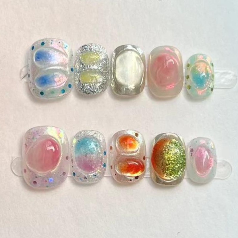 10 Buah Kuku Palsu Buatan Tang - Nail Art Gliter ulasan dan harga