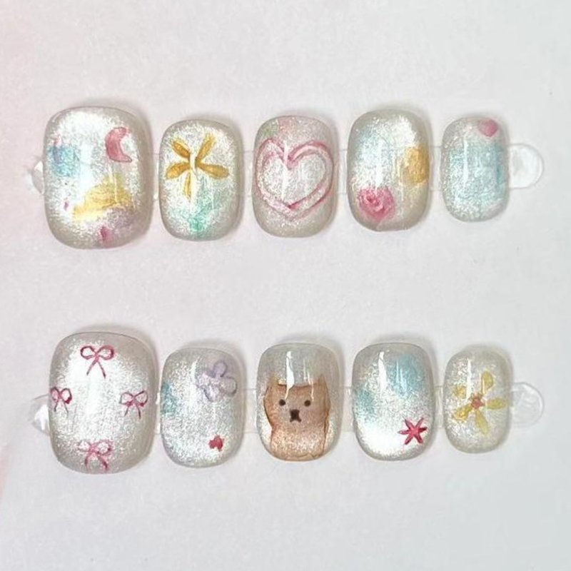 10 Buah Kuku Palsu Buatan Tang - Nail Art Gliter ulasan dan harga