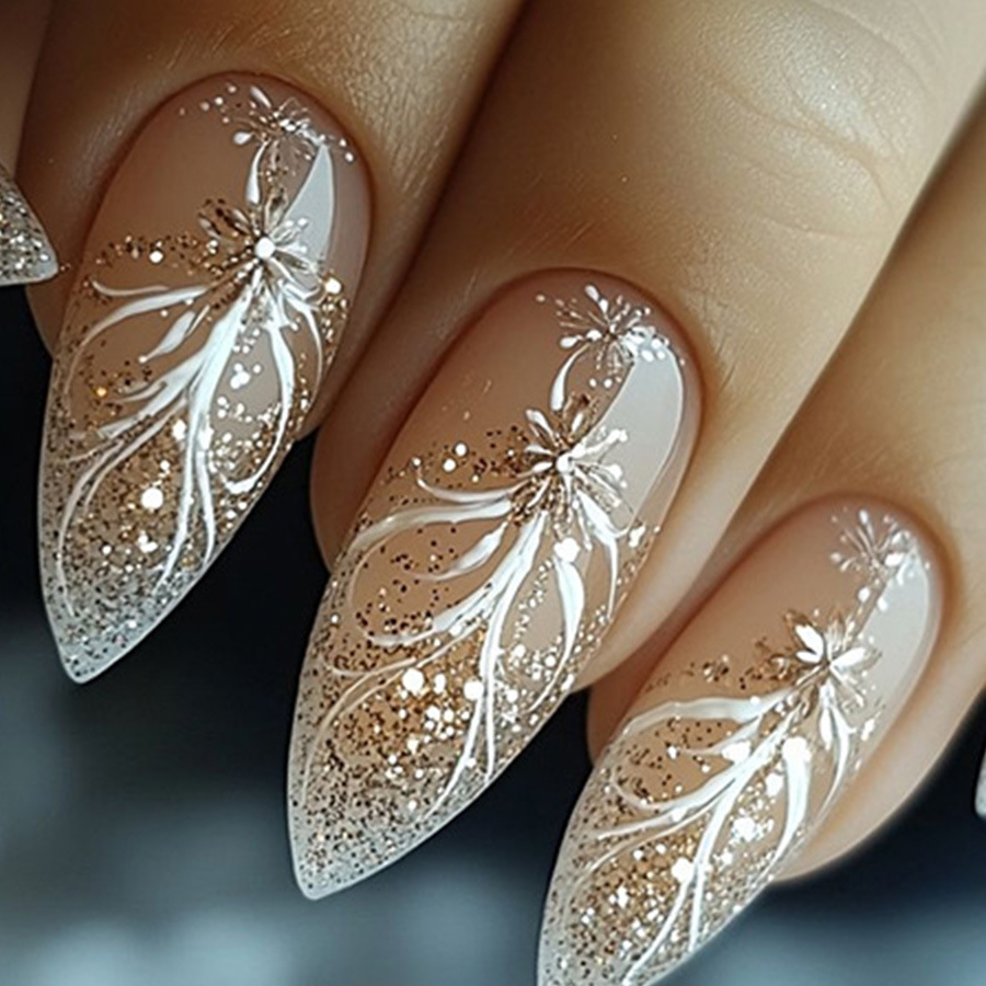 24 Buah/Set Kuku Palsu Pendek  - Nail Art Gliter ulasan dan harga