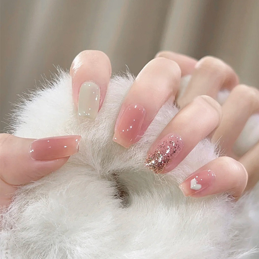 24 Buah/Set Kuku Palsu Pendek  - Nail Art Gliter ulasan dan harga