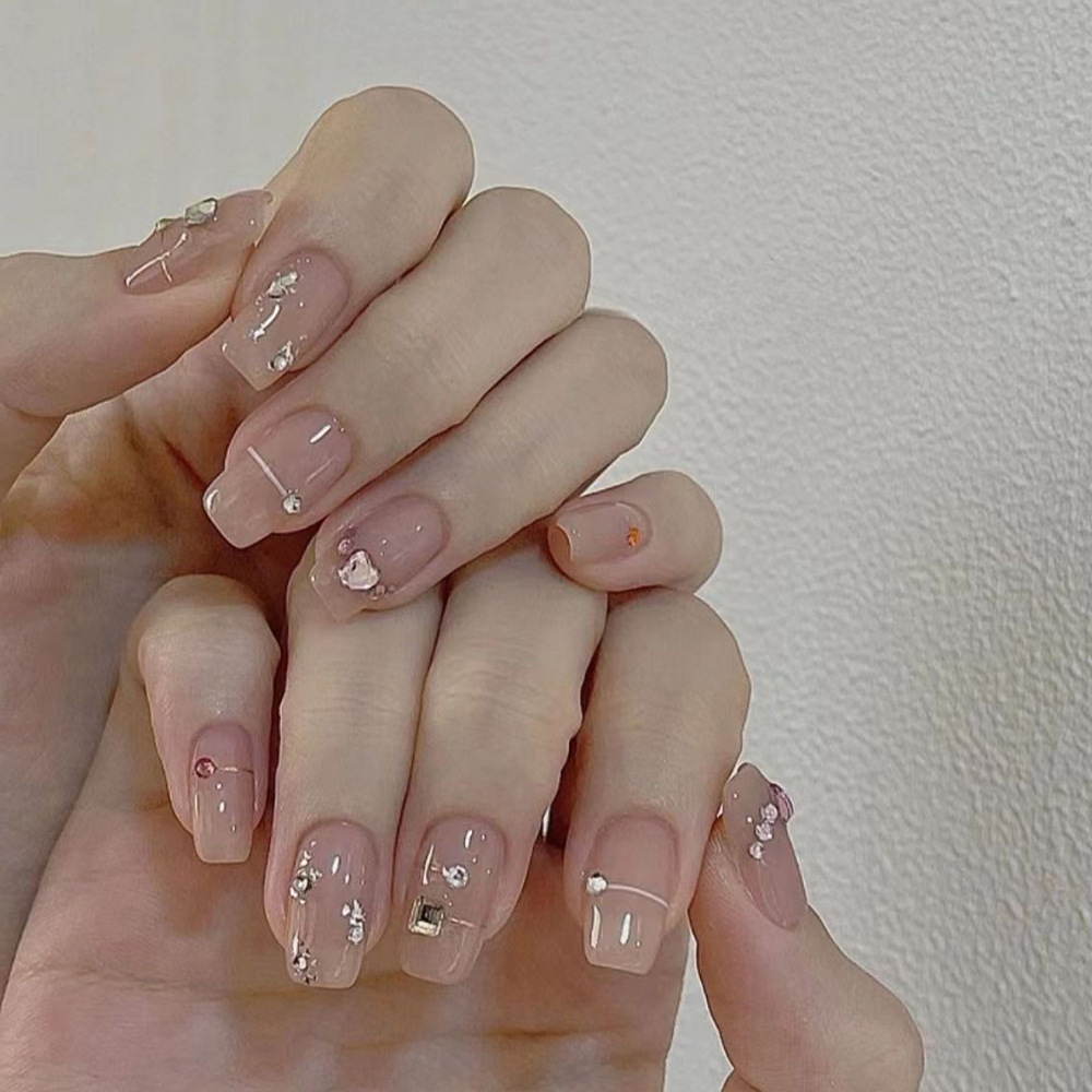 24Pcs Kuku Palsu Cat's Eye Sed - Nail Art Gliter ulasan dan harga