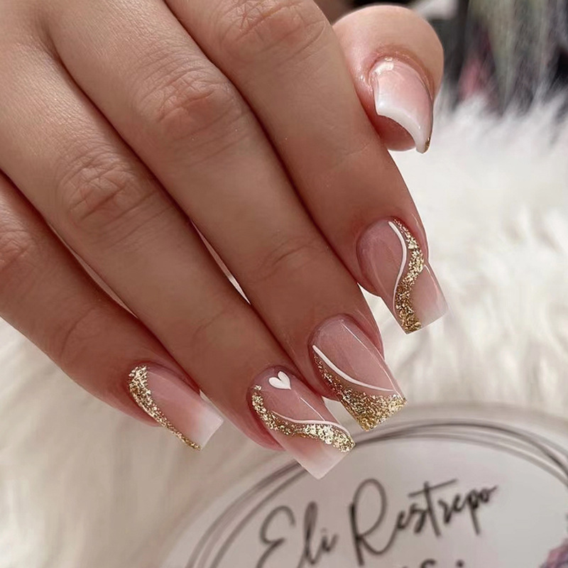Kuku palsu pendek sedang untuk - Nail Art Gliter ulasan dan harga